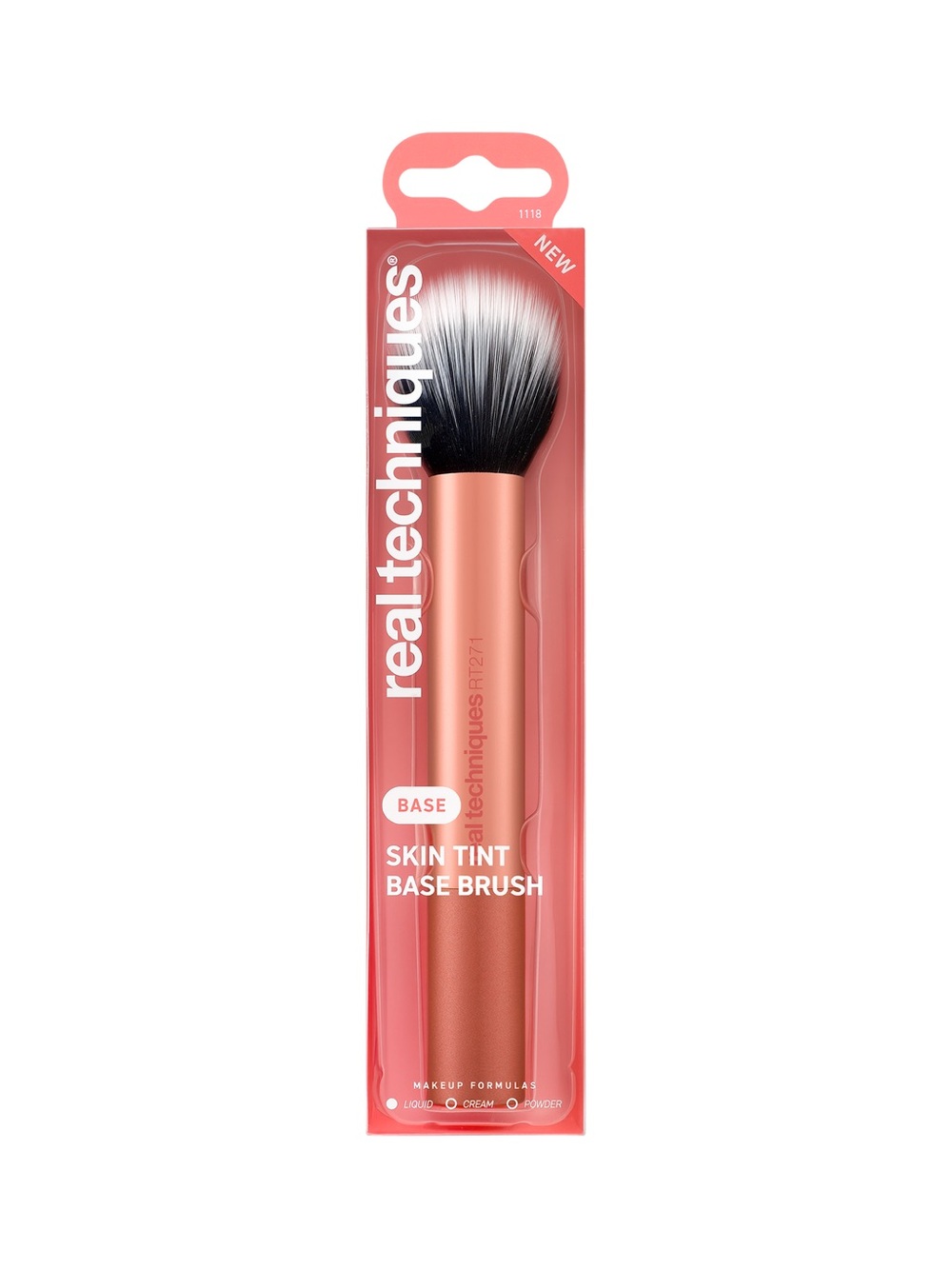 Real Techniques Skin Tint Brush - Coral Handle with Black & White Bristles